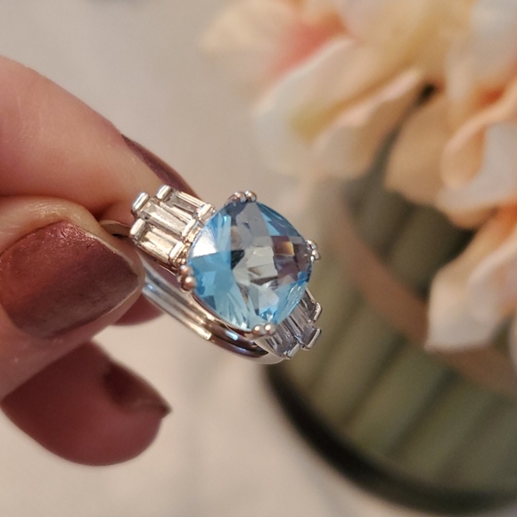 Set of 2 Rhodium Plated CZ Rings- Adjustable - Picture 7 of 8